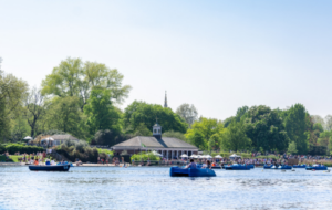 Boats on the Serpentine Lake in Hyde Park.